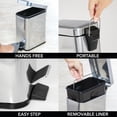 thumbnail image 5 of mDesign Small 1.3 Gallon Rectangle Metal Step Can with Liner/Handle, Chrome, 5 of 7