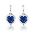 thumbnail image 1 of JeenMata Pendientes con Forma de Corazón para Siempre de Zafiro Azul de 1,25 Quilates (Piedra Natal de Septiembre) Bañados en Oro Blanco de 18 K sobre Plata, 1 of 7