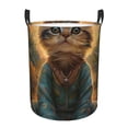 thumbnail image 6 of Lsque Sunflower Meditating Cat pattern Laundry Hamper Basket, Tall Woven Rope Hamper Basket for Clothes, Lightweight Storage Basket, Collapsible Waterproof-Small, 6 of 8