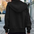 thumbnail image 4 of Jinhomg Womens Casual Hooded Sweatshirts Trendy Full Zip Drop Shoulder Jacket Fall Comfy Long Sleeve Solid Tops with Pocket 2025 Saving Black L, 4 of 6