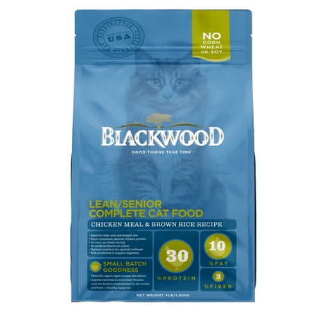 Blackwood Lean & Senior Formula Chicken Meal & Brown Rice Recipe Dry Cat Food for Senior Cats, 4 lb Bag