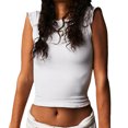 thumbnail image 1 of Camiseta De Verano Camisa ajustada para mujer Sin espalda Manga corta Crop Top Casual Slim Fit Traje diario Ygjytge Blanco S para Mujer, 1 of 8
