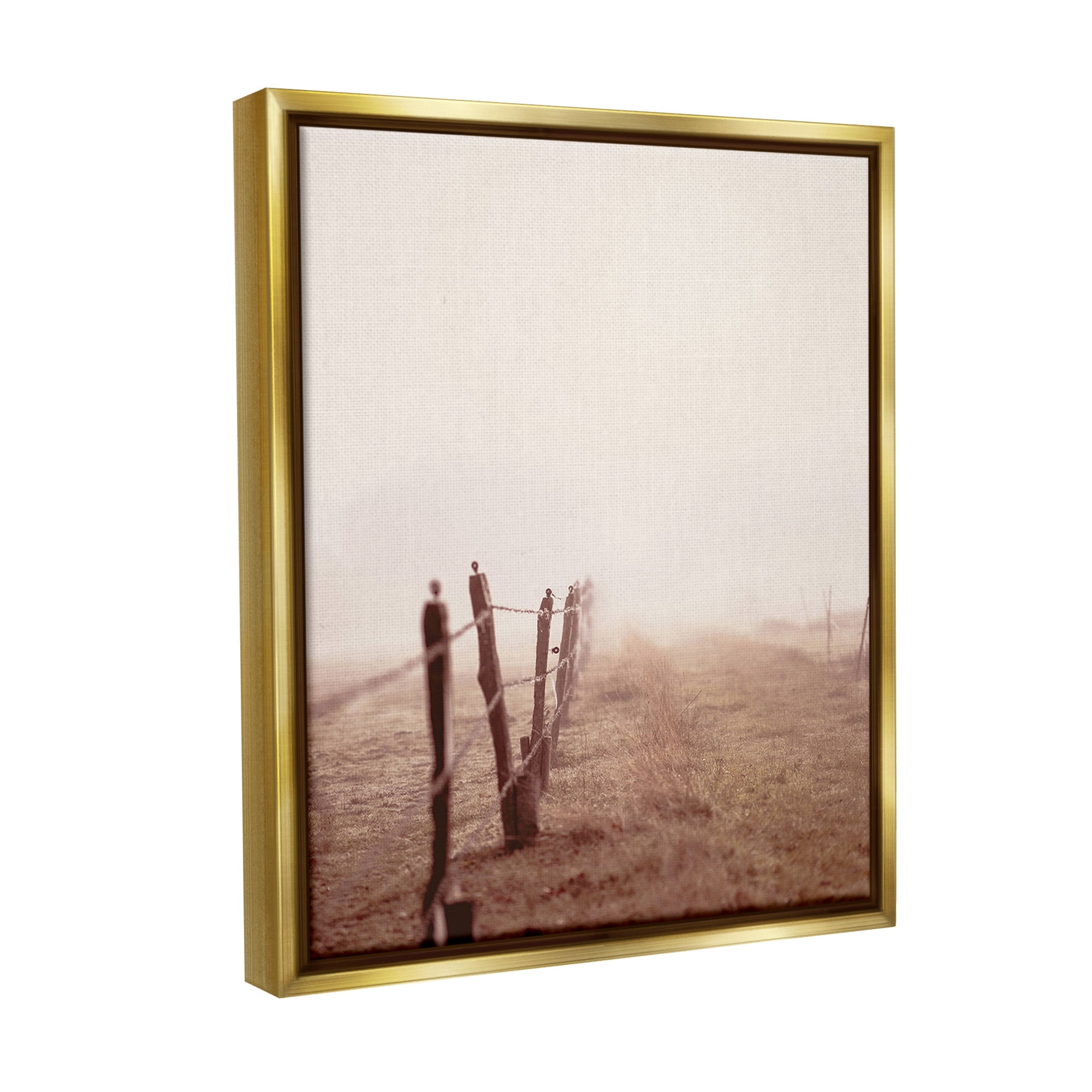 Stupell Industries Quiet Foggy Countryside Landscape Photography Gold Floater Framed Canvas Art Print Wall Art, 17 x 21