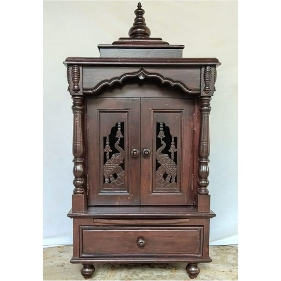 Wooden Temple for Home Teak Wood Temple Hindu Mandir Handmade Temple Indian Home Temple Traditional Temple Mandir for Home South Indian Temple Pooja Ghar Puja Mandap Pooja Mandir - AtoZ India Cart