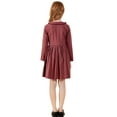 thumbnail image 5 of SOLOCOTE Girls Plaid Cotton Long Sleeve Peter Pan Classic Vintage School Dress, 5 of 6