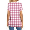 thumbnail image 5 of ZQUUVOU Women's T-Shirt Plaid V-Neck Button Printed Short Sleeve Blouse Pink (2XL), 5 of 7