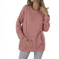 thumbnail image 2 of BLVB Women's Plus Size Fall Sweatshirt Casual Loose Crew Neck Long Sleeve Solid Pullover Tops Shirt with Pocket, 2 of 6