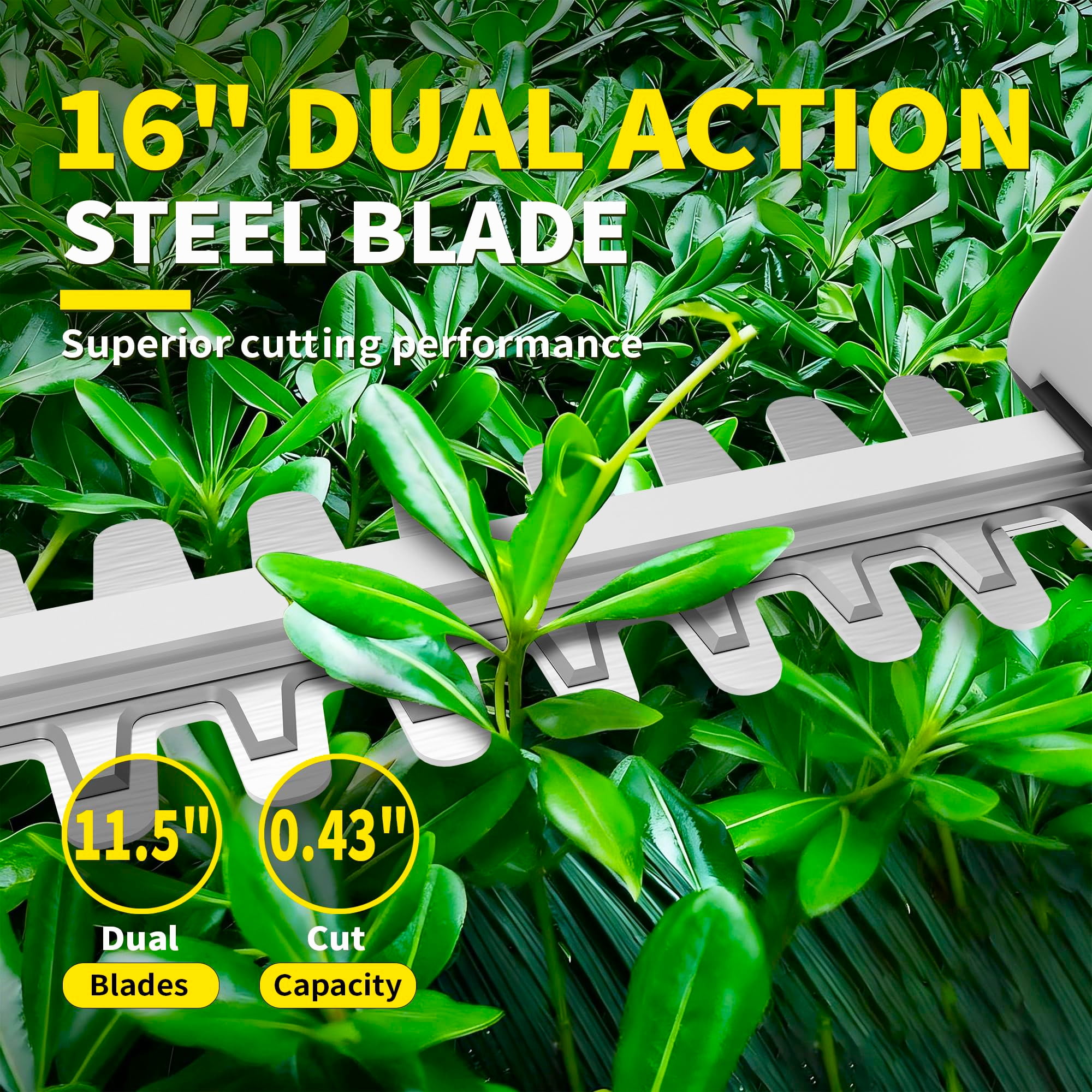 Hedge Trimmer,Gochifix 4-in-1 Cordless Pole Hedge Trimmer with 2X 2.0Ah Batteries and Dual-Action Blade for Garden Yard Tree & Shrubs Pruning