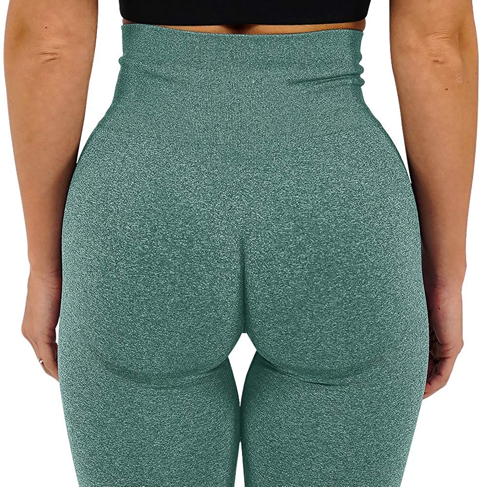 Ilfioreemio Women High Waist Workout Gym Leggings Smile Contour Seamless  Yoga Pants Butt Lift Tights