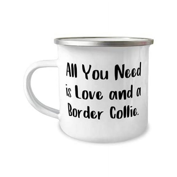 Cute Border Collie Dog Gifts, All You Need is Love and a Border Collie, Reusable 12oz Camper Mug For Friends From Friends