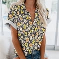 thumbnail image 3 of WREESH Women's Summer Button Down Shirts 2025 Casual Short Sleeve Printed Blouses with a Modern Button Up Style Yellow, 3 of 4