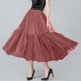 thumbnail image 5 of Riforla Women's A Line Tulle Party Dinner Tutu Skirt Brown Stretchy High Waisted Flared Skirt Womens Skirts Brown One Size, 5 of 6