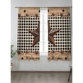 thumbnail image 2 of Country Star Sheer Curtains 63 inches Long, Farmhouse Texas Star Vintage Black Plaid Light Filtering Sheer Window Curtains Rod Pocket Voile Drapes for Bedroom Living Room, 52"W x 63"L 2 Panels, 2 of 7