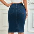 thumbnail image 3 of SOMER Women's Denim Skirt Long Jean High Waisted Bodycon Casual Business Youth Midi Length Jean Skirt Blue, 3 of 7