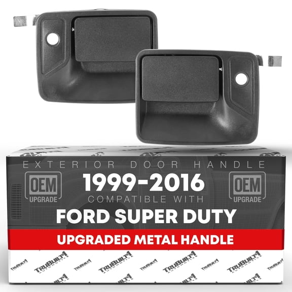 T1A Exterior Front Driver and Passenger Door Handle Replacement, Upgraded Metal - Compatible with 1999-2016 Ford F-Super Duty - Textured Black - OEM 7C3Z-2522405-Metal, 7C3Z-2522404-Metal