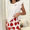 thumbnail image 2 of DHFJKG Womens Pajama Sets Ruffle Sleeveless Shorts Set Valentine's Day Heart Printed Soft Sleepwear 2 Piece Set Relaxed Fit Home Clothes, 2 of 4