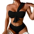 thumbnail image 2 of MKLEKYY Trajes De Baño Mujer Control Abdomen Women'S Shoulder High Waist Gathered Solid Color Split Swimsuit, 2 of 6