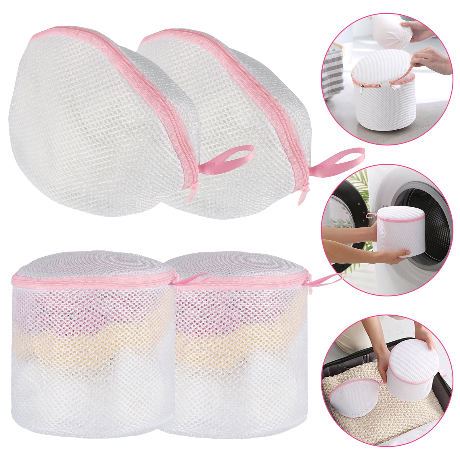 TSV 4PCS Bra Wash Bags, Mesh Wash Laundry Bags with Zipper, Lingerie ...