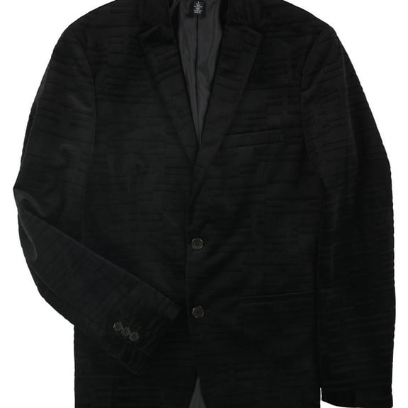 Alfani Mens Textured Velvet Two Button Blazer Jacket, Black, Small