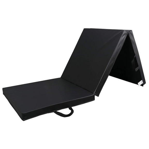 ZENSTYLE Tri-Fold 6' x 2' x 2" Folding Exercise Gym Floor Mat for Gymnastics, Aerobics, Yoga, Martial Arts w/ Carrying Handles-Black