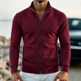 thumbnail image 4 of WIZUTIZ Men's Solid Color Zip Up Hoodless Sweatshirt Jacket Long Sleeve Warm Pocket Outerwear For Winter Daily, 4 of 7