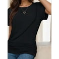 thumbnail image 4 of Women's Casual Short Sleeve Dolman Boat Neck Summer T Shirts with pleats Size S-3XL, 4 of 4