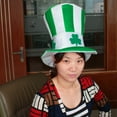 thumbnail image 3 of Ireland Lucky Clover Hat Green Stovepipe Masquerade Shamrock Top Hat Dress Up, 3 of 11