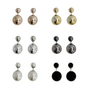 6 Pair Mixed Metal Ball Front Back Earrings