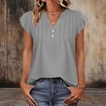 thumbnail image 4 of FRSASU Women's Tank Tops Lace Cap Sleeve Button Down V Neck Summer Casual Loose Fit Trendy Cute Sleeveless Shirts Gray, 4 of 9