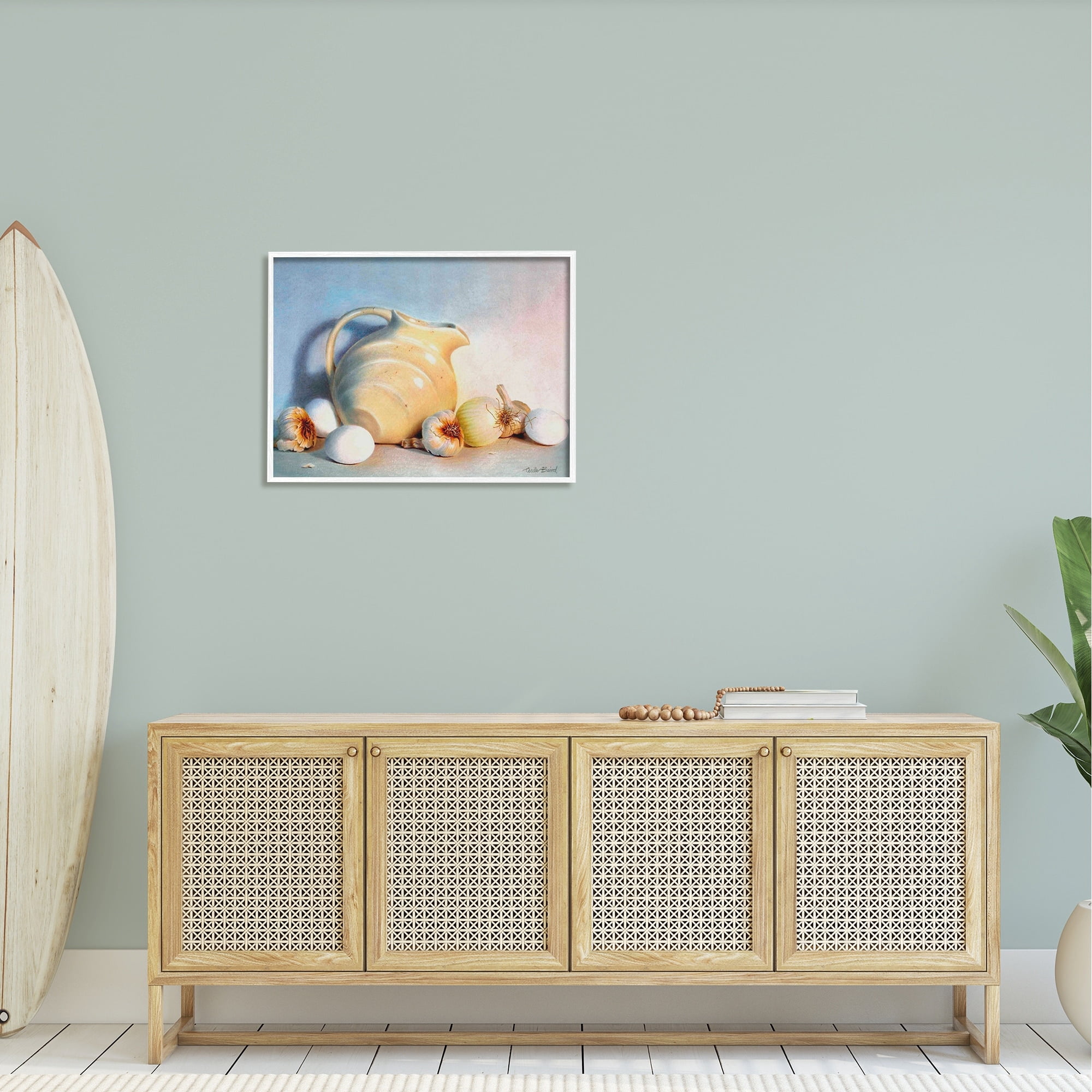 Stupell Industries Varied Vegetables Scattered Traditional Still Life Vase Painting White Framed Art Print Wall Art, Design by Cecile Baird