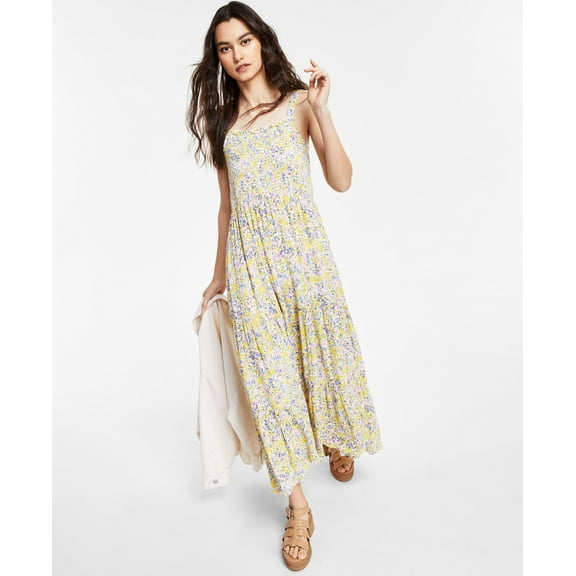 Black Tape Smocked Floral Print Maxi Dress Pinkyellow Ditsy Floral XS