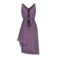 thumbnail image 6 of Womens Vintage Western Cowgirl Dresses Sexy Spaghetti Strap Deep V Neck Tie Front A Line Lace Trim Mini Dress Purple L, 6 of 8