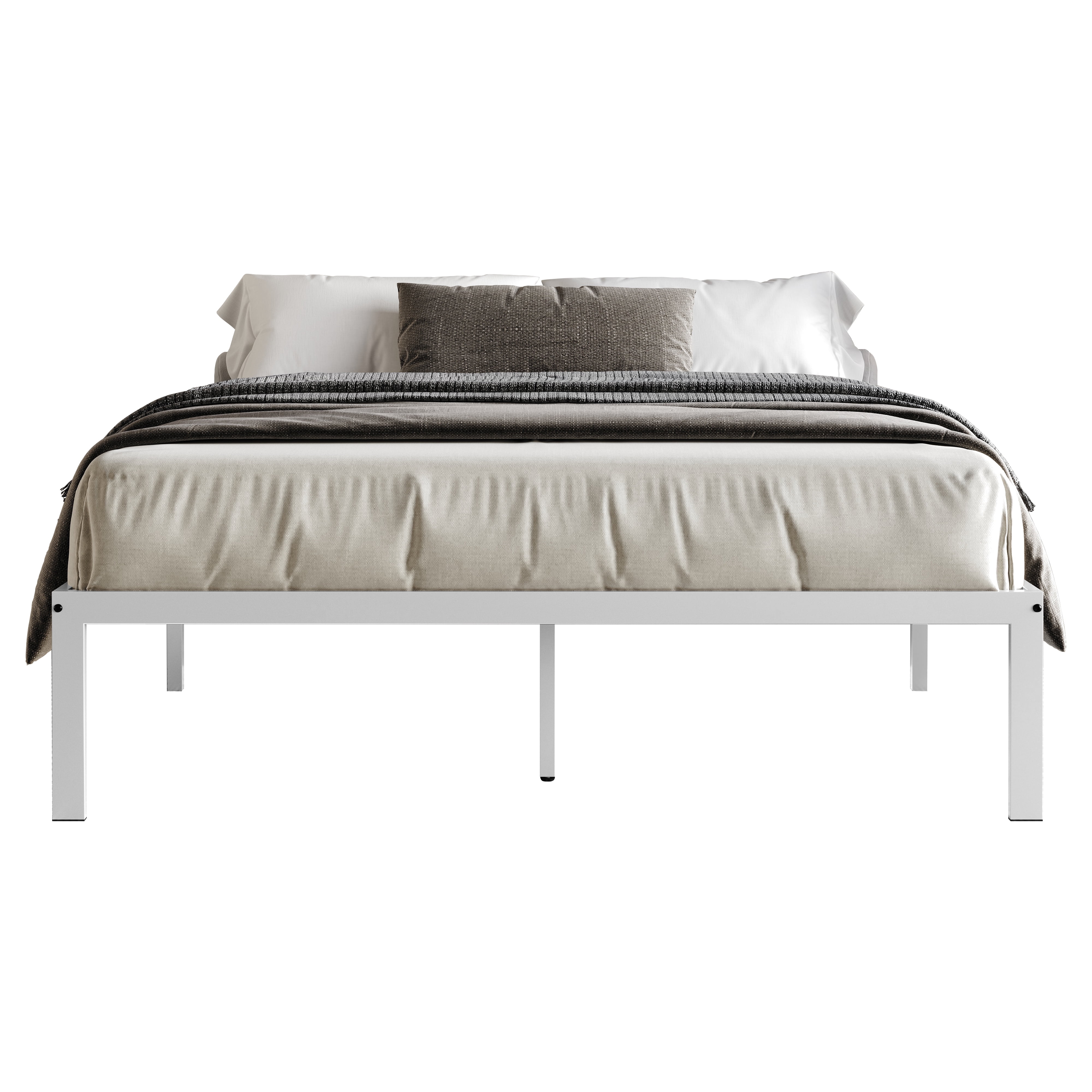 Castle Place Minimalist Metal Platform Bed Twin, White