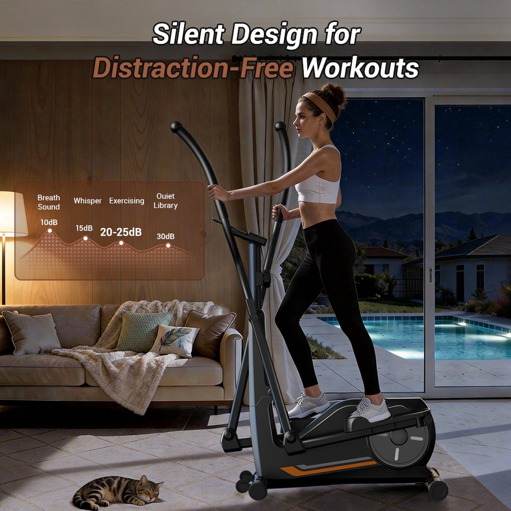 LEZEE Magnetic Drive Elliptical Machine for Home – 8 Resistance Levels, 12" Stride, LCD Display & 330 lb Capacity