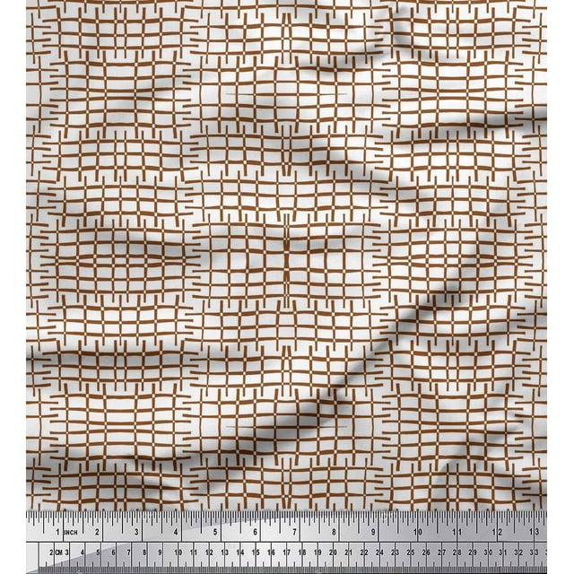 Soimoi Poly Georgette Fabric Check & Geometric Print Fabric by The Yard 52 Inch Wide