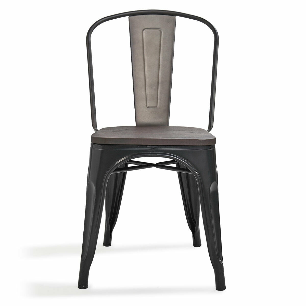Kepooman Industrial Metal Dining Chair Set of 4, Stacking Lounge Bar Chair - Dim Gray Kepooman Industrial Metal Dining Chair Set of 4, Stacking Lounge Bar Chair - Dim Gray
