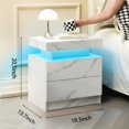 thumbnail image 4 of YYAo Modern 2 Drawer Nightstand, End Table Bedside Table with LED Lights for Living Room, Bedroom, White, 4 of 7