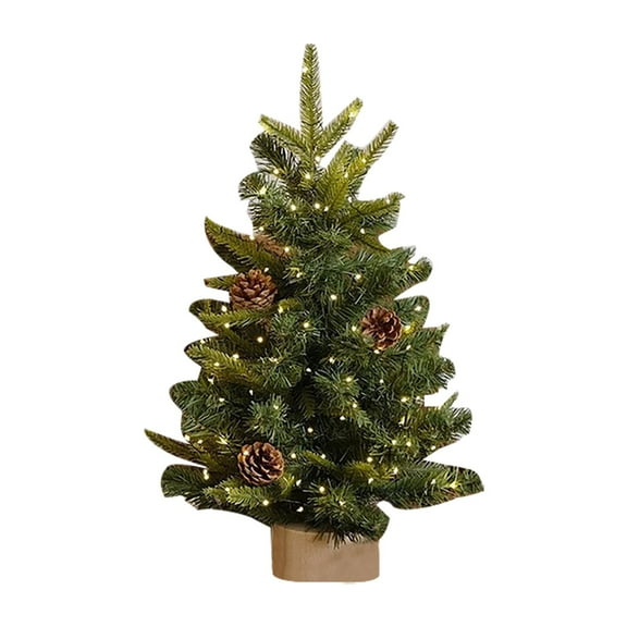 BinKFF Mini Christmas Tree, Small Artificial Tabletop Snow Flocked Christmas Trees Decor with 20 Lights Timer, Outdoor Indoor Porch Table Centerpieces Xmas Christmas Decorations