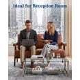 thumbnail image 5 of LAZZO 50" Loveseat Sofa, Leather Upholstered Couch with Wooden Armrests for Small Spaces, Brown, 5 of 9