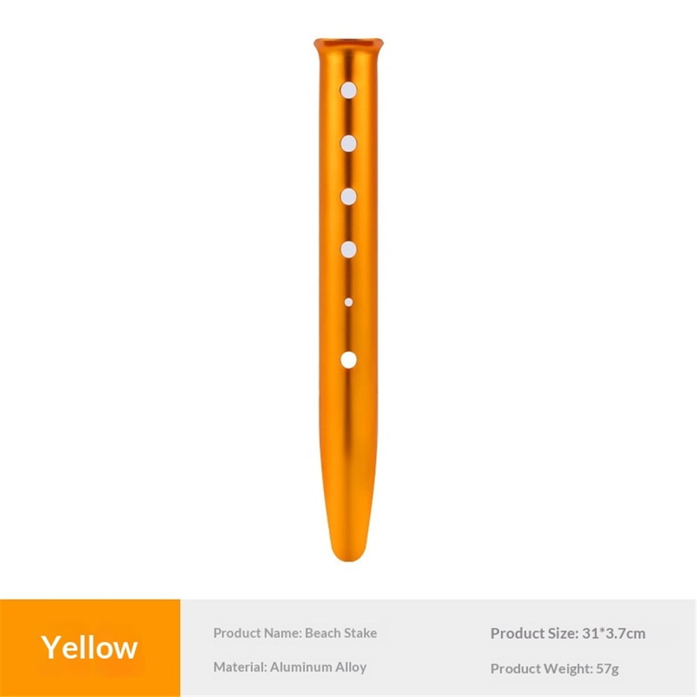 10 pcs yellow Color Aluminum Tent Stakes for Camping in Snow and Sand Tent Boating Hiking Backpacking Picnic Shelter Shade Canopy Outdoor Activity