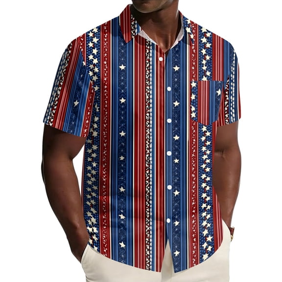 Hogleaql 250th Anniversary Shirt, American Flag Shirts for Men 4th Of July USA Print Short Sleeve Patriotic Shirt Collared Button Down Fashion Beach Casual Shirts for Men Red 3XL