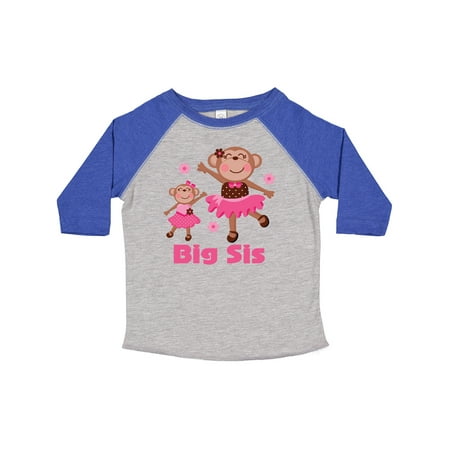 

Inktastic Big Sis Sibling Girl Monkey Gift Toddler Toddler Girl T-Shirt