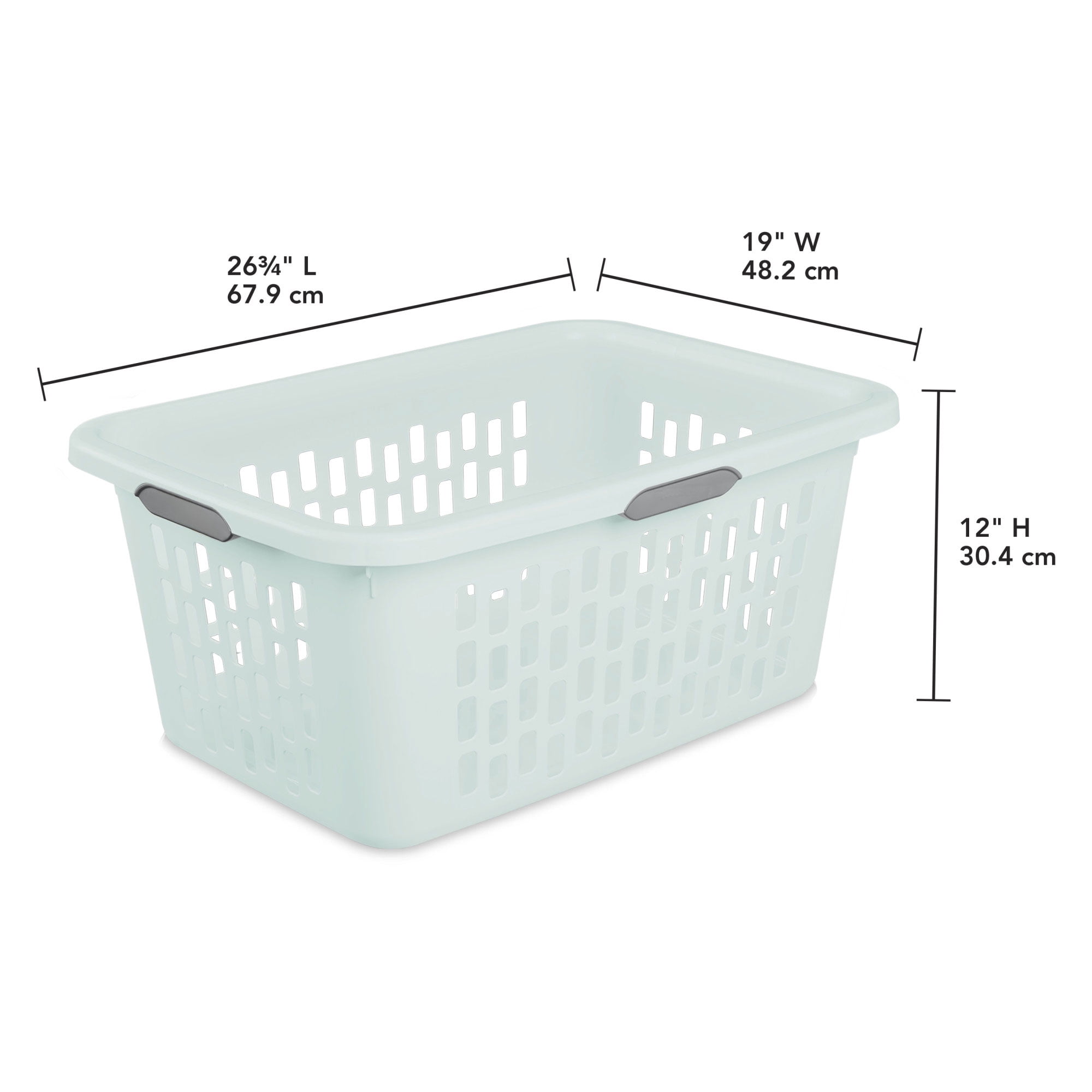Sterilite Laundry Basket, 2 Bushel Plastic Hamper with Handles, Mint, 24 Pack