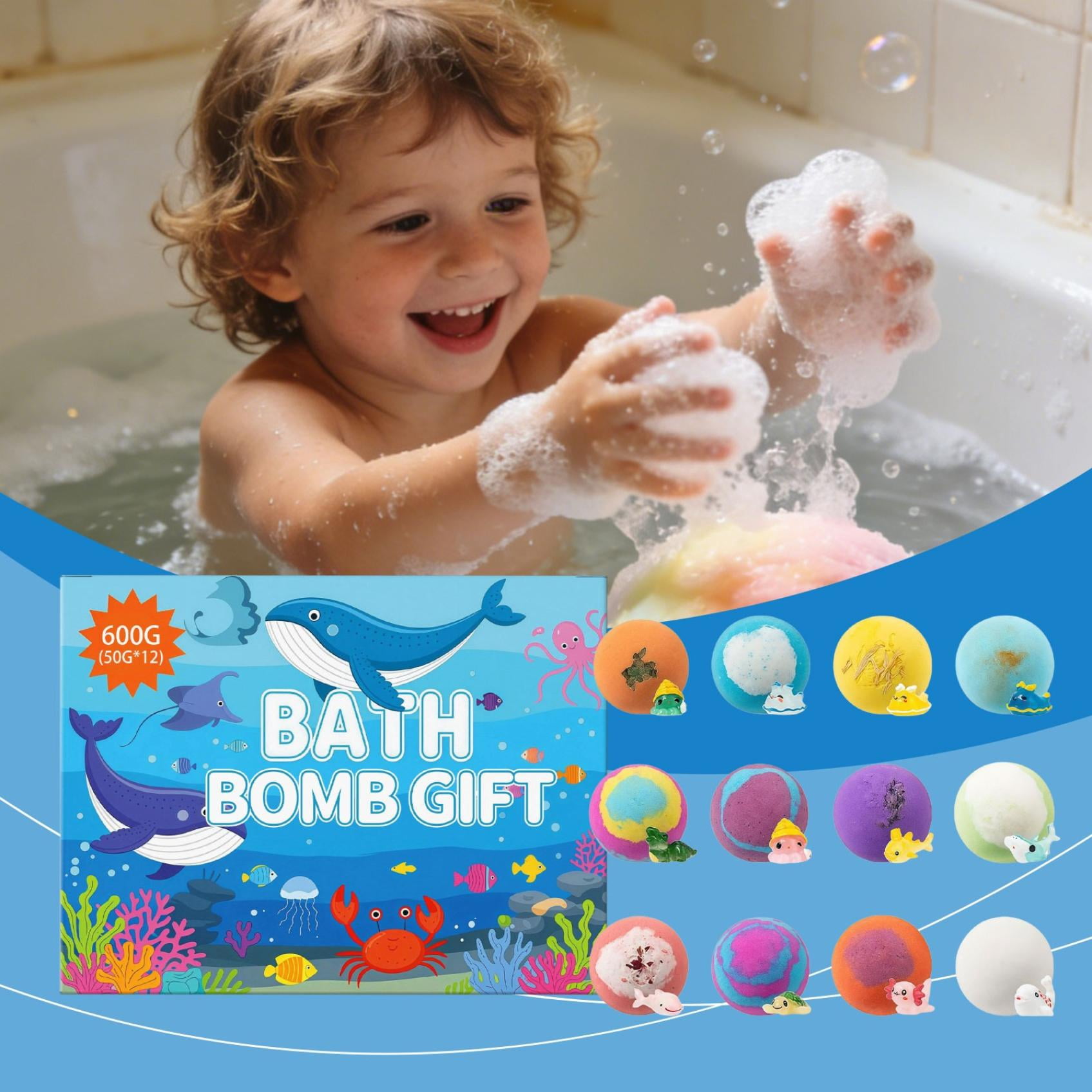 Easter Egg Bath Bombs With Toys Inside,Kids Bath Bombs With Toys Inside,Easter Bath Bombs with Surprise Inside, 12 Pack Fizzy Bath Bomb Gift Set, Dinosaur Egg, Ocean or Zodiac(12pcs/Set)