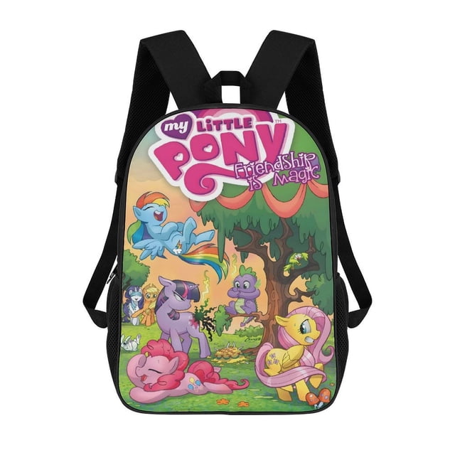 My Little Pony: La Magia de la Amistad-theme Backpack, Campus style schoolbag Bookbag with Adjustable Shoulder Straps And Large Zip Compartment, Unisex Travel Bags.