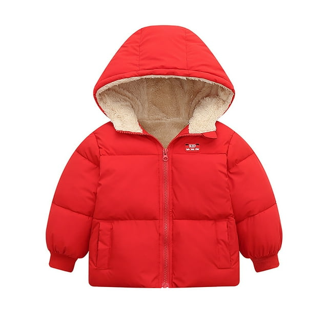 WEIYLL Hauts pour Garçons Bébé Hiver Chaud Épais en Polaire à Capuche Rembourré Manteaux Rouges pour Enfants de 2-3 Ans