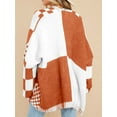 thumbnail image 3 of Long Sleeve Color Block Plaid Cardigan Oversized Knit Front Cardigan Jacket Women's Plaid Sweater, 3 of 6