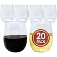 TRAHOO(20 Pack Disposable Wine Glasses 12 oz Stemless Plastic Wine