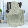 thumbnail image 4 of Vine Soft Flannel Fleece Throw Blanket, Antique Pastel Gourd Field Pattern with Large Leaves and Spiral Vines, Cozy Plush for Indoor and Outdoor Use, 50" x 60", Almond Green and Beige, by Ambesonne, 4 of 5