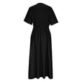 thumbnail image 3 of Ahabrexf Summer Dress for Women,V-Neck Short Sleeve Solid Long Casual Dress, 3 of 7